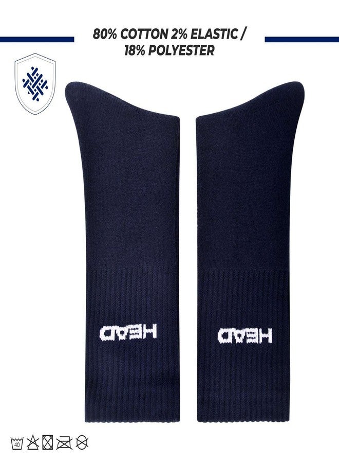 HEAD HSK-33 Unisex Regular Socks | Sweat-Wicking | Ideal For Tennis, Gym, Running, Casual Wear | Arch Support | Material: Cotton Blend-Polyester | Size: M | Color: Navy - Image 4