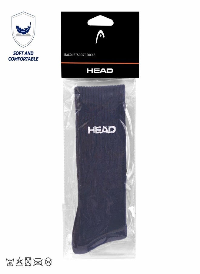 HEAD HSK-33 Unisex Regular Socks | Sweat-Wicking | Ideal For Tennis, Gym, Running, Casual Wear | Arch Support | Material: Cotton Blend-Polyester | Size: M | Color: Navy - Image 5