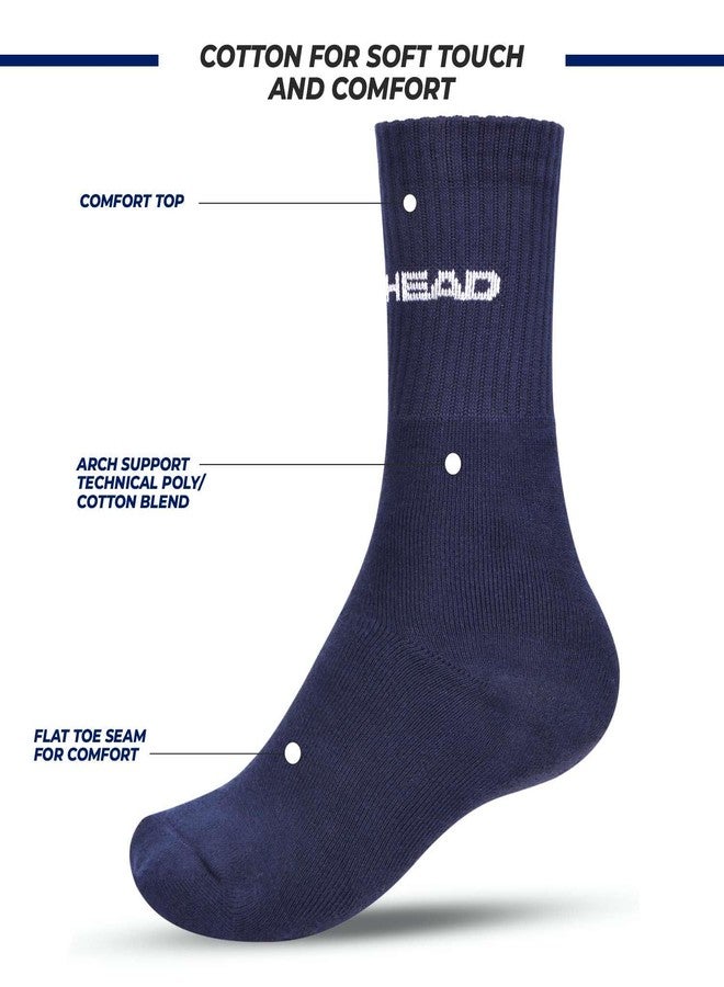 HEAD HSK-33 Unisex Regular Socks | Sweat-Wicking | Ideal For Tennis, Gym, Running, Casual Wear | Arch Support | Material: Cotton Blend-Polyester | Size: M | Color: Navy - Image 3