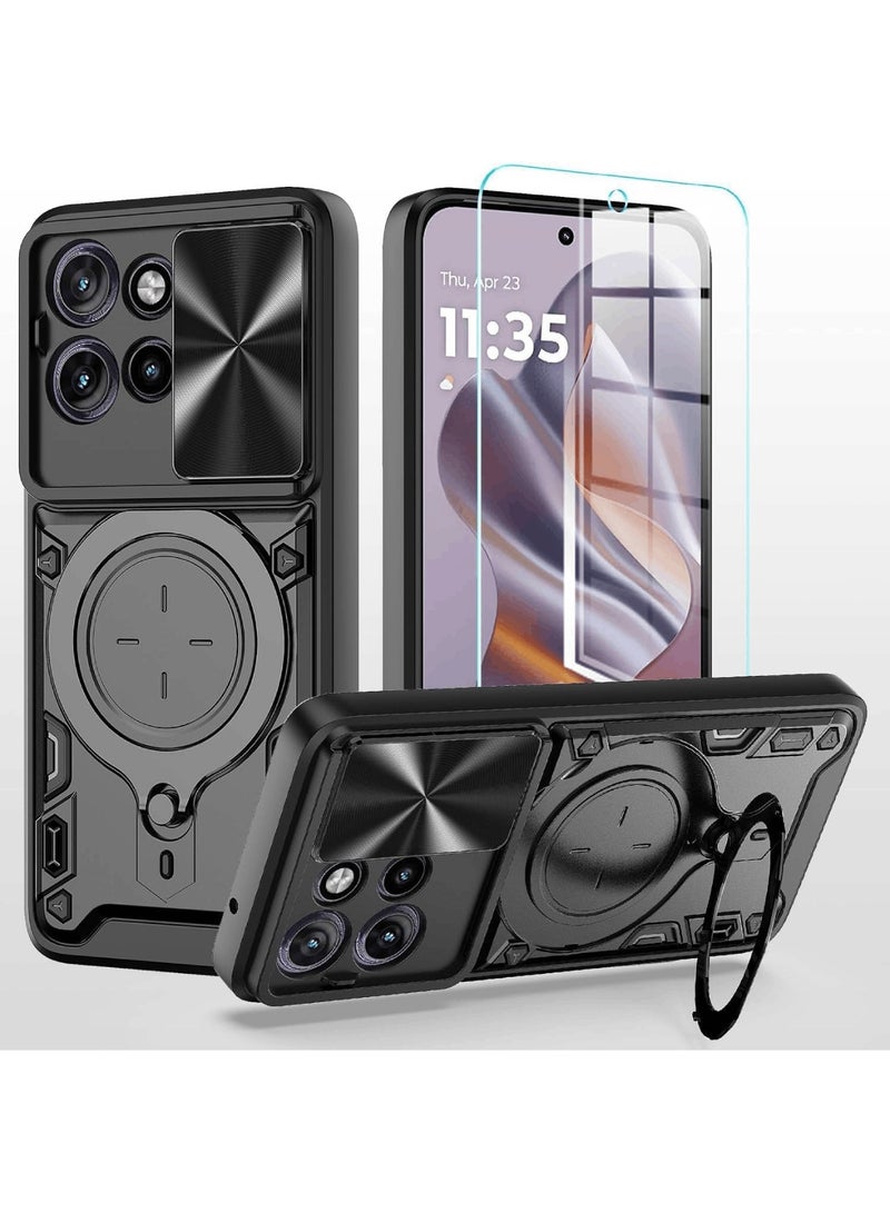 Aookay [1+1] for Motorola Moto G15 Case with Screen Protectors (1 Pcs), Built Slide Camera Protection Cover, Mil-Grade Heavy Duty Rugged Cell Phone Protective Cover (Black) - Image 1