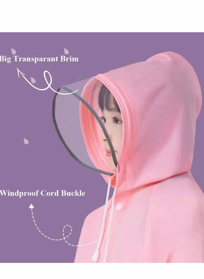 Kids Rain Poncho, Children's raincoats, Kids Raincoat Girls Boys Reusable Rain Poncho Jacket, Waterproof Jacket with Hood Toddler Rainwear Rain Coat (Unicorn M) - Image 2
