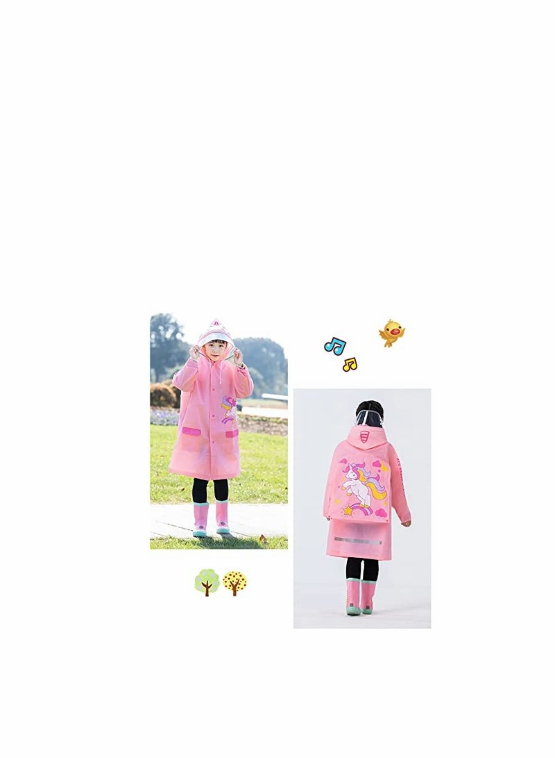 Kids Rain Poncho, Children's raincoats, Kids Raincoat Girls Boys Reusable Rain Poncho Jacket, Waterproof Jacket with Hood Toddler Rainwear Rain Coat (Unicorn M) - Image 5