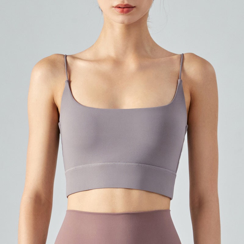 Generic Padded Yoga Sports Tank Top, Womens Fitness Vest Fog Moonlight 