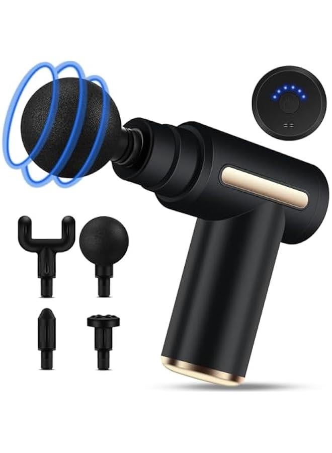 TRASSLE Mini Massage Gun, Percussion Deep Tissues Muscle Massager Gun with 6 Speeds, Type-C Charging, 35DB Ultra Quiet, Portable Electric Handheld Body Massager for Back Neck Pain Relief (Black) - Image 1