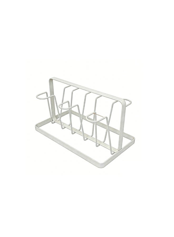 Smart Storage 🧡6 Slot Glass Holder Rack Low Stand – Kitchen Countertop Cup Organizer, Glass Storage Rack, Mug Holder, Drying Rack, Carbon Steel Dish Drainer (White). - Image 1