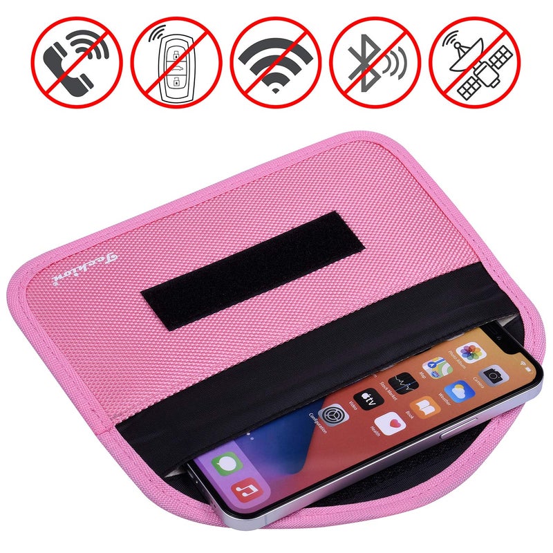 Techion Signal Blocking Bag, Techion 2 Pack RFID Faraday Bag Shield Pouch Cage Box Wallet Case for Cell Phone and Car Key FOB, Privacy Protection, Anti-Hacking - Pink & Hot Pink - Image 3