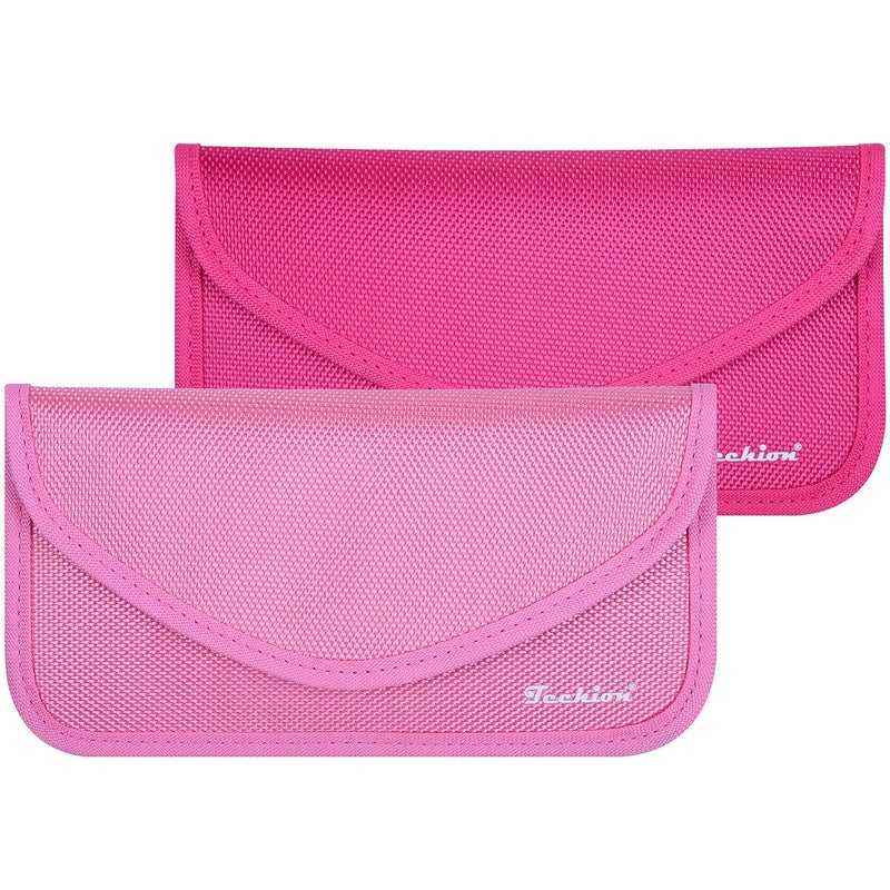 Techion Signal Blocking Bag, Techion 2 Pack RFID Faraday Bag Shield Pouch Cage Box Wallet Case for Cell Phone and Car Key FOB, Privacy Protection, Anti-Hacking - Pink & Hot Pink - Image 1