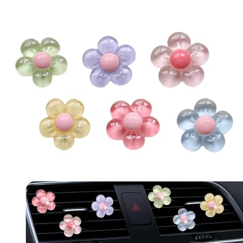 Dogary 6 PCS Car Air Vent Clip 3D Stereo Flower Air Conditioning Outlet Clips Cute Lightweight Decor Ornament Accessories Universal for Most Cars Trucks SUVs Multicolored - Image 1