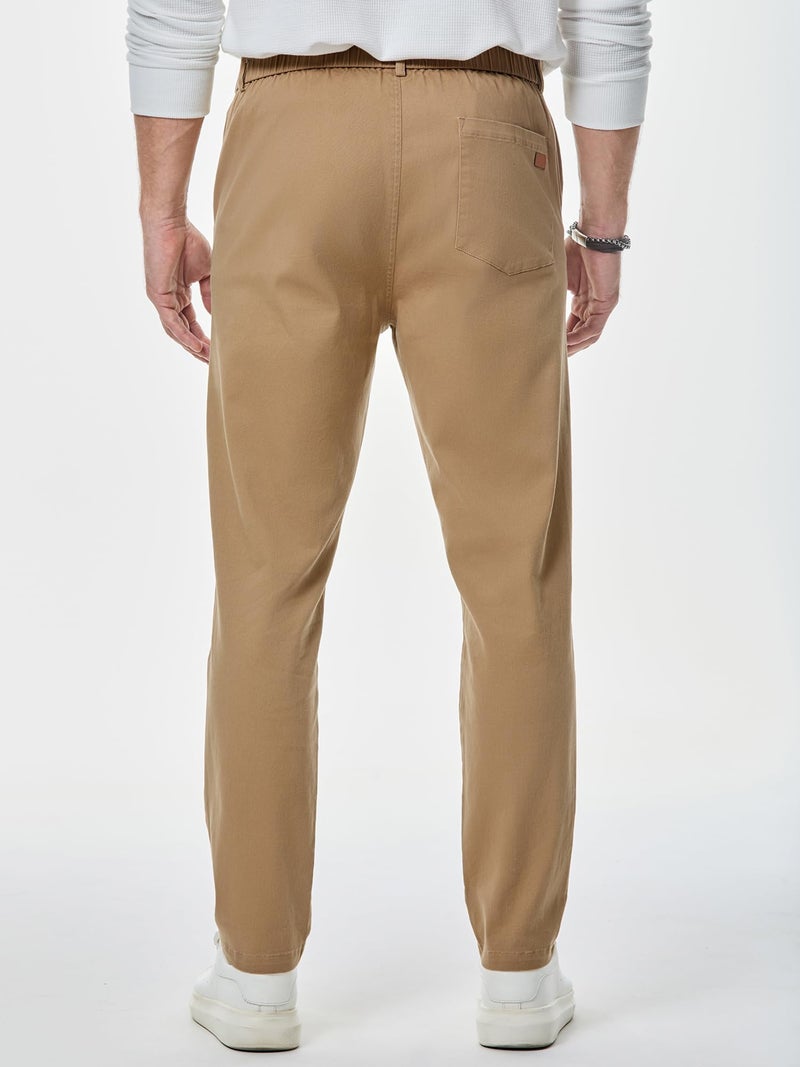 JMIERR Men's Stretch Dress Chino Pants Business Casual Essentials Elastic Waist Slim Fit Tapered Cotton Twill Work Athletic Golf Trousers Old Money Clothes, S, Khaki - Image 2