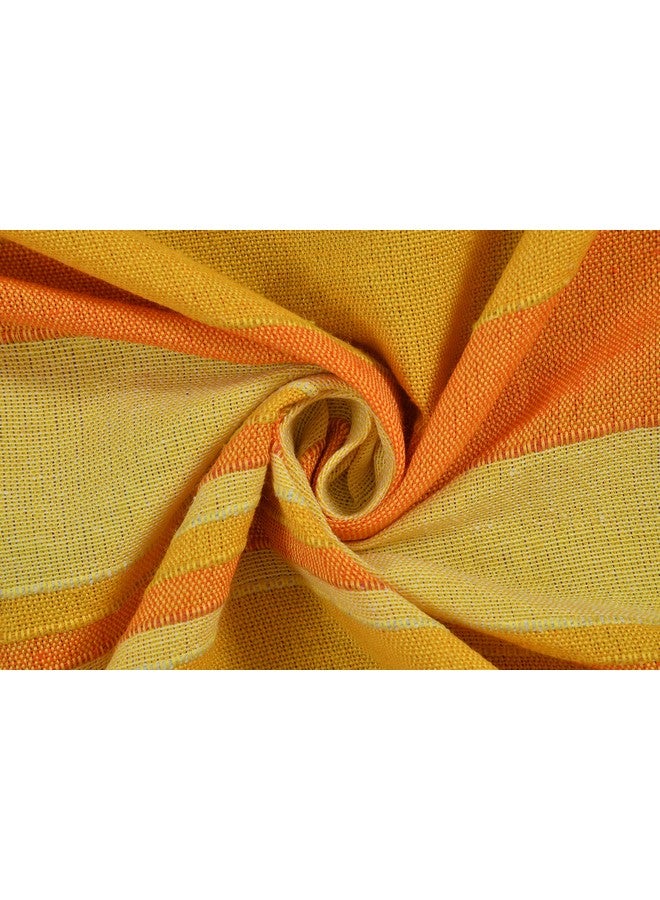 RANGBHAR Handloom Khadi Cotton King Size Bedsheet, 100 x 108 inch, Without Pillow Covers, Woven Striped Bedcover, Yellow - Image 4