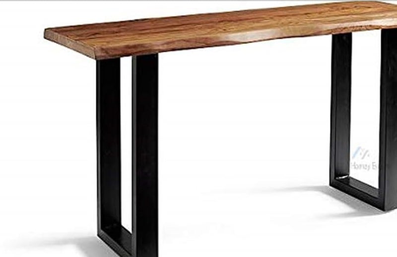 HIRVALL HIRVALL Console Table Legs for Living Room Wooden Modern Side Entrance Table Leg for Home Office Entryway Hallway Foyer Table Legs Solid Black Coated Iron Metal Brown - Image 4