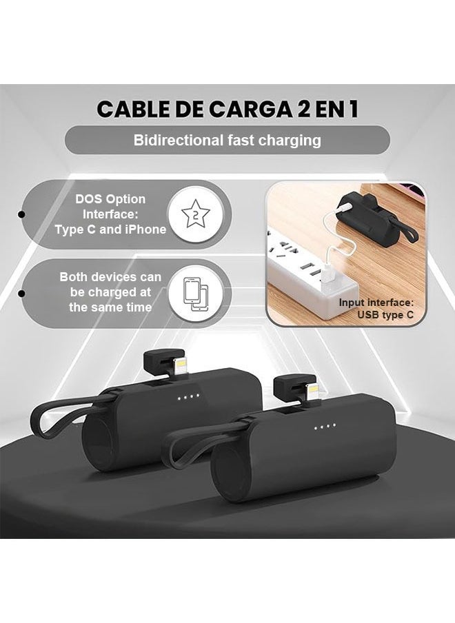 Power Bank - Portable Mini Powerbank 5000mAh Quick Charge 20W PD Portable Charger Plug-in-Use Powerbank Compatible for iPhone,With USB Type C - Image 1
