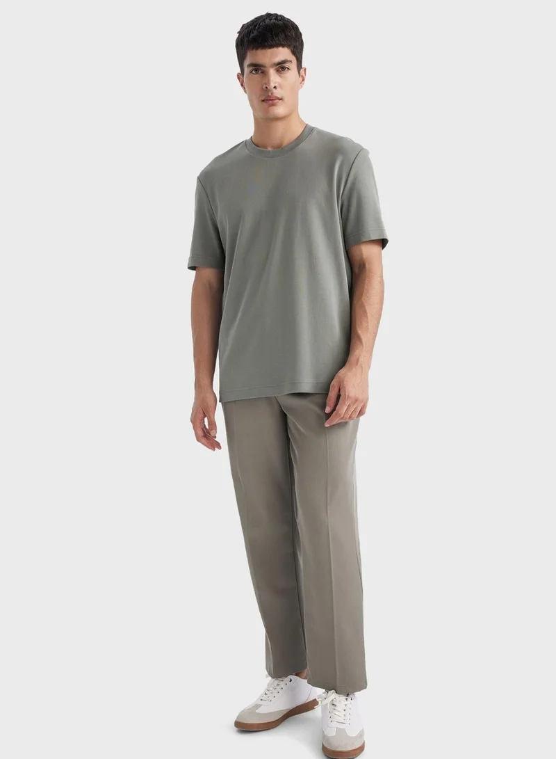 DeFacto  Regular Fit Crew Neck Basic Heavy Fabric T-Shirt  | Best Price UAE
