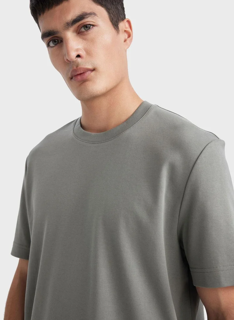 DeFacto  Regular Fit Crew Neck Basic Heavy Fabric T-Shirt  | Best Price UAE