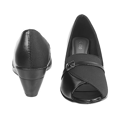 Metro Women Black Synthetic Leather Peeptoes UK/5 EU/38 (31-288) - Image 5