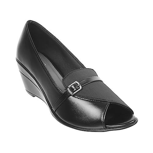 Metro Women Black Synthetic Leather Peeptoes UK/5 EU/38 (31-288) - Image 2