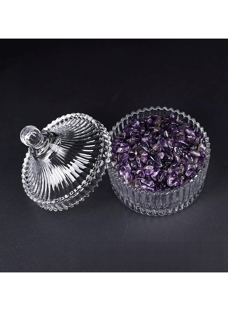 Crystal Glass Bowl with Healing Energy Purification for Bracelets Necklaces Includes 400g Amethyst Shards Crystal Degaussing - Image 1