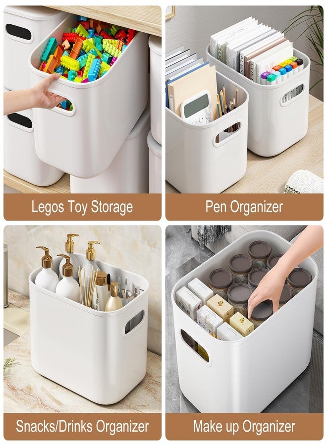 ORGIDOL 6 Pack White Storage Bins with Lids Stackable Storage Container for Organizing, Small Storage Boxes with Handle for Shelves, Cute Organizer Bins for Craft, Snacks, 9.85x6.9x5.7 inch - Image 4