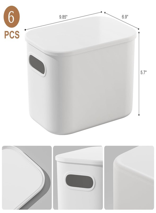 ORGIDOL 6 Pack White Storage Bins with Lids Stackable Storage Container for Organizing, Small Storage Boxes with Handle for Shelves, Cute Organizer Bins for Craft, Snacks, 9.85x6.9x5.7 inch - Image 5