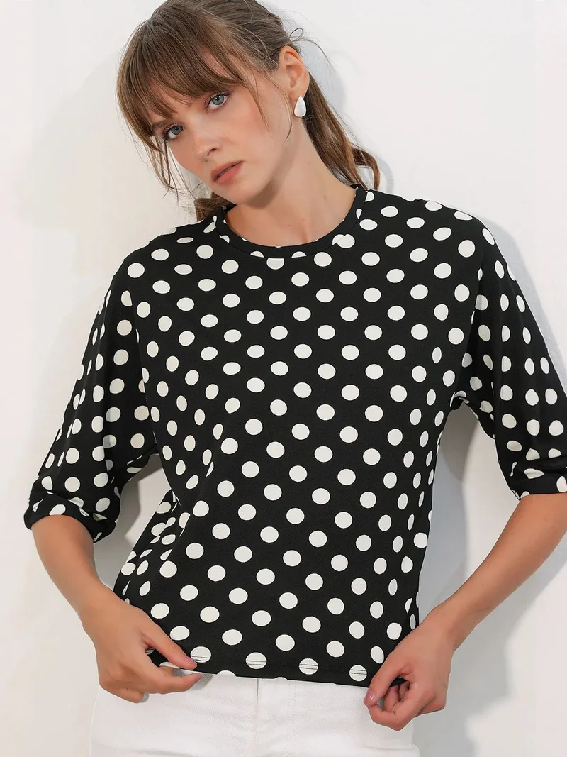 BDART Oversized Polka Dot Crew Neck Blouse