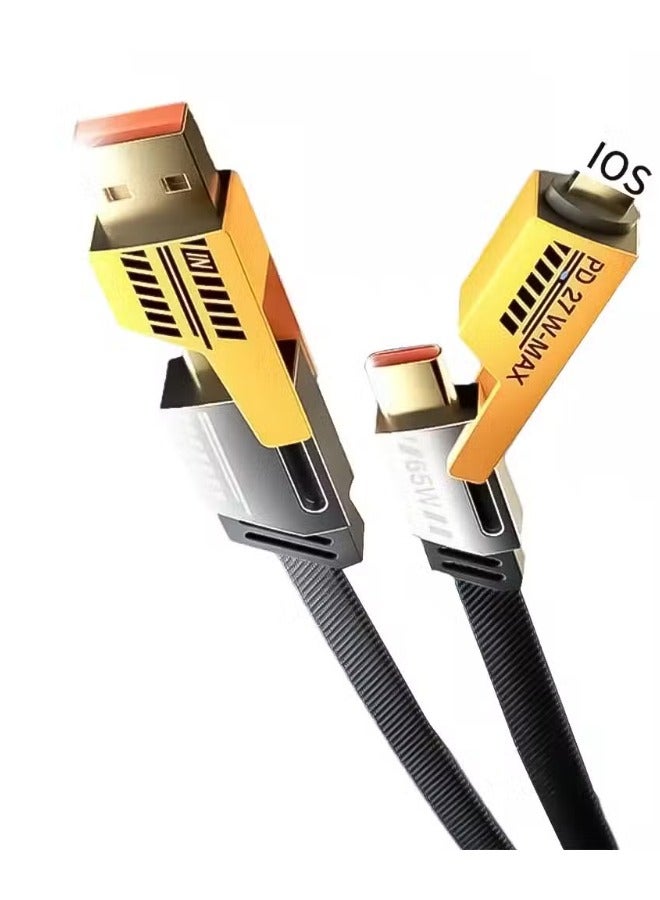 Sendem 4-in-1 Type-C to Type-C (65W) Fast Charging Cable with Built-in USB-A and Lightning Connector Flat & Fast Charging Cable - Image 4