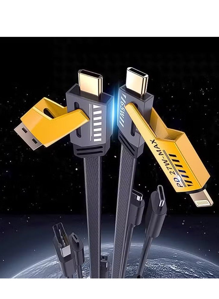 Sendem 4-in-1 Type-C to Type-C (65W) Fast Charging Cable with Built-in USB-A and Lightning Connector Flat & Fast Charging Cable - Image 2