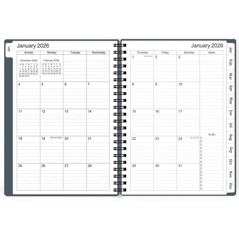 Tiankool Planner 2026-2027 - Jan 2026-Jun 2027 Weekly Monthly Planner with 18 Monthly Tabs, Elastic Closure, Inner Pocket, Round Corner,5.8" x 8.25"- Grey - Image 3