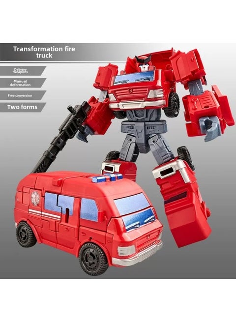 Alloy G1 Transfiguration Toy Autobots Spider Plane Wasp Car King Kong Robot Hand Model Boy-Color:【cp-05】some Alloy-deformed Fire Truck