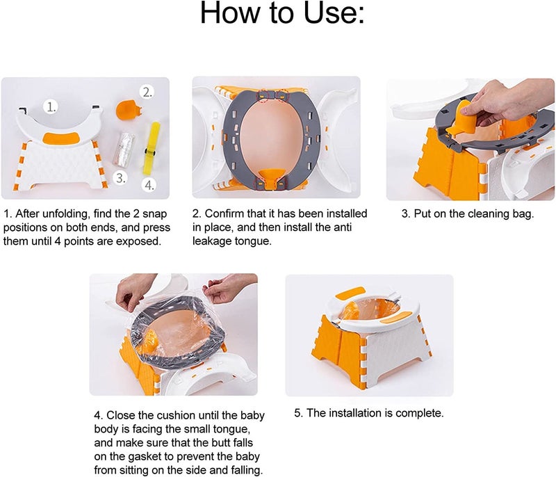 Dhadh Folding portable toilet for children, portable travel toilet for babies, training kit (1) - Image 4