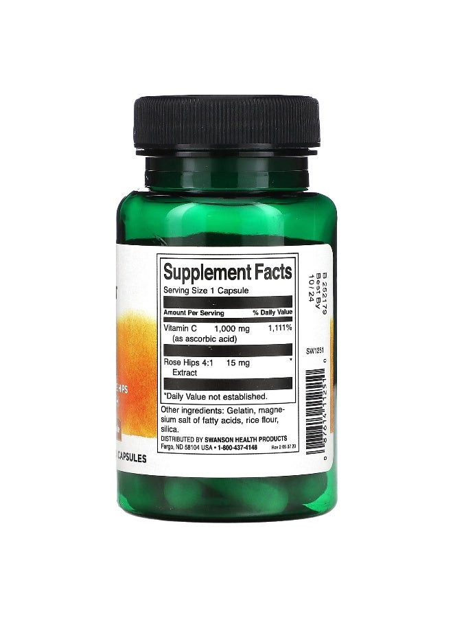 SWANSON سوانسون، فيتامين سي مع وردة الورد، 30 كبسولة - Image 2