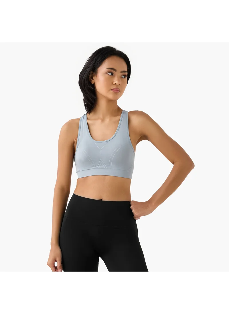 ADOT Textured Racerback Sports Bra with Scoop Neck