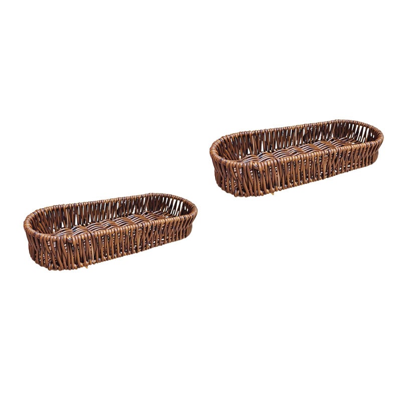 2pcs Bread Basket Rectangular: Serving Basket Imitation Rattan Food Storage Box for Food Serving Display Home Restaurant Party - Image 1