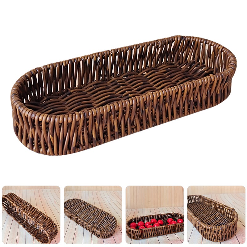 2pcs Bread Basket Rectangular: Serving Basket Imitation Rattan Food Storage Box for Food Serving Display Home Restaurant Party - Image 2