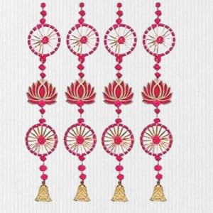 SELLPLUS Sellplus Handmade Wall Door Cardboard Lotus with Chakri Pom Pom String for Wall Decoration Hanging  - Image 2