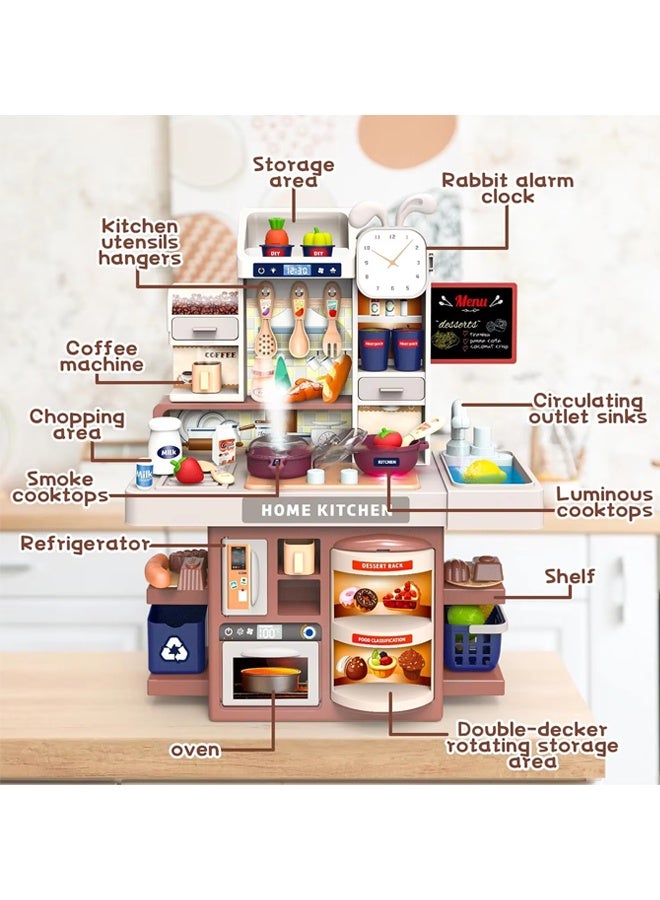 Simulation Kitchen Toy Set; Realistic lights and sound effects; Simulates a real kitchen cooking scene; Role-Playing Simulation,Recirculating spray nozzle; Suitable for children, boys and girls; Perfect holiday gift. - Image 3