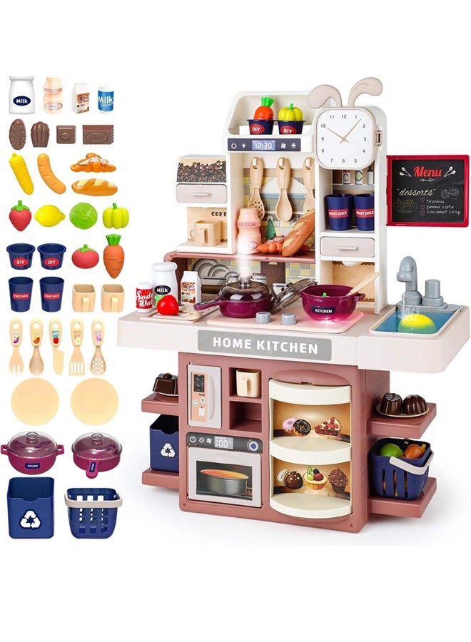 Simulation Kitchen Toy Set; Realistic lights and sound effects; Simulates a real kitchen cooking scene; Role-Playing Simulation,Recirculating spray nozzle; Suitable for children, boys and girls; Perfect holiday gift. - Image 1