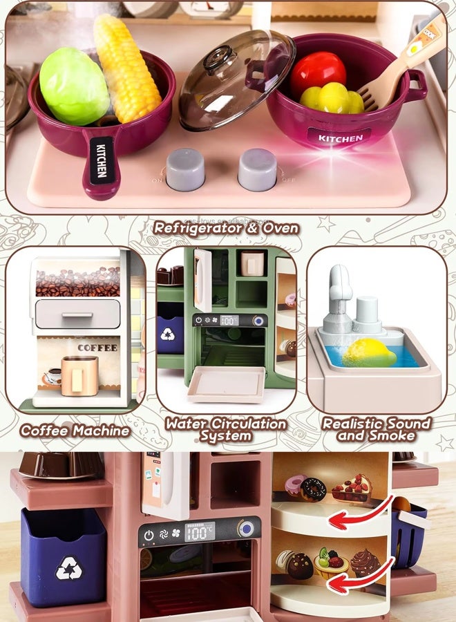 Simulation Kitchen Toy Set; Realistic lights and sound effects; Simulates a real kitchen cooking scene; Role-Playing Simulation,Recirculating spray nozzle; Suitable for children, boys and girls; Perfect holiday gift. - Image 4