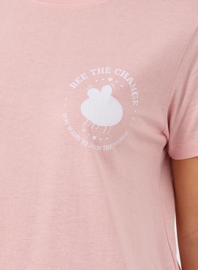 ستايلي طقم ستايلي من قطعتين - تي شيرت نوم بطبعة نحلة وزهور - Image 4