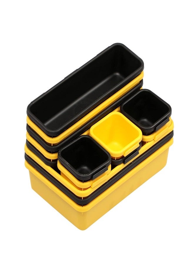 divinezon Interlocking Drawer Organizer Storage Rack Cutlery & Desk Storage for Household, Kitchen & Office | Black Yellow | Set of 10 - Image 2