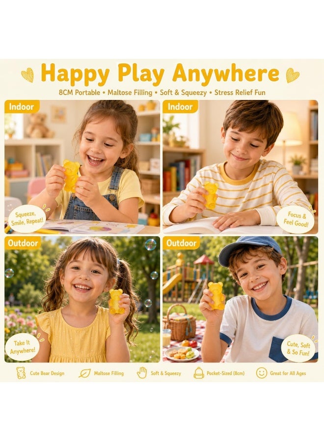 Squishy Fidget Toys,Slow Rising Taba Bear Toys for Anxiety Stress Relief,Squishies Sensory Toy for Adults Kids Teens,Yellow Squeeze Toys for Classroom Prize, Birthday Gifts Party Favors - Image 5