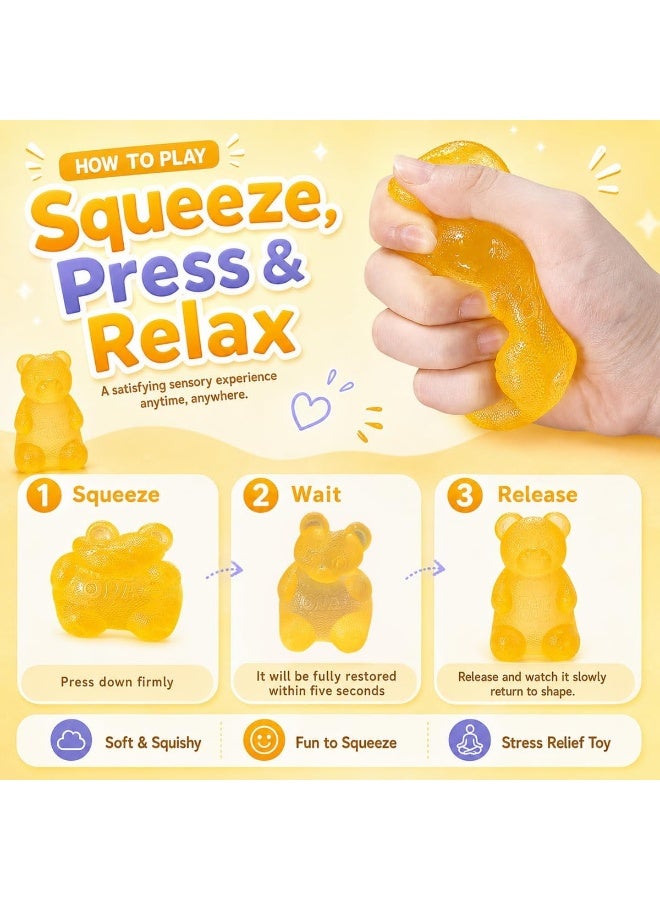 Squishy Fidget Toys,Slow Rising Taba Bear Toys for Anxiety Stress Relief,Squishies Sensory Toy for Adults Kids Teens,Yellow Squeeze Toys for Classroom Prize, Birthday Gifts Party Favors - Image 3