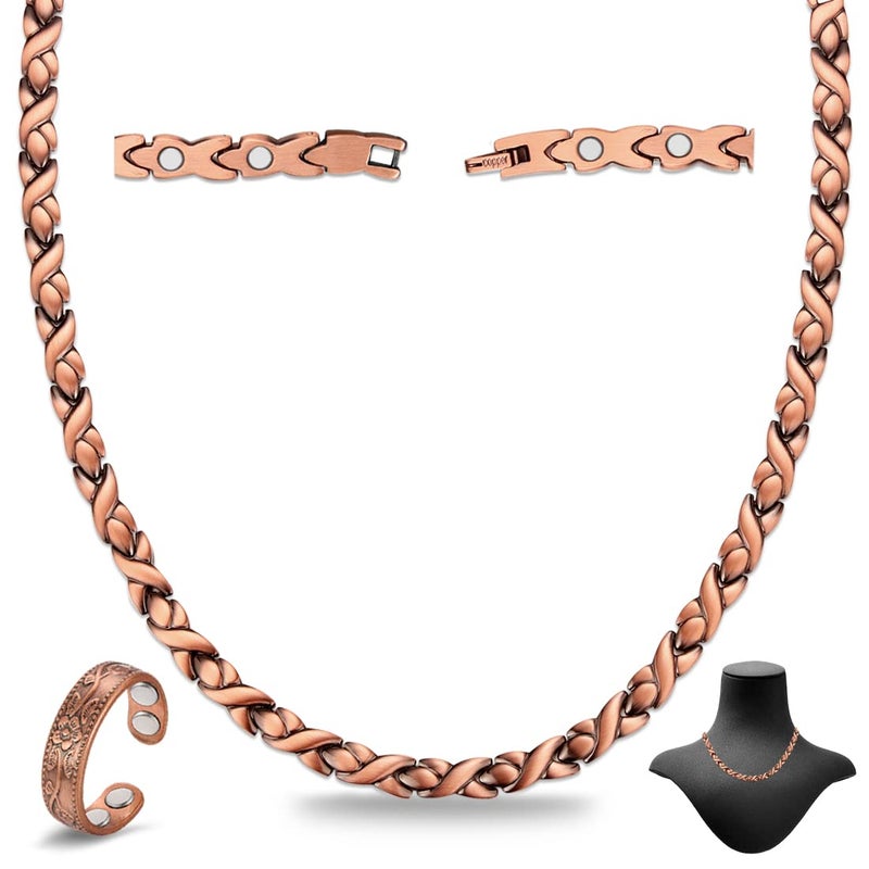 Cigmag Copper Necklace for Men Women - Magnetic Necklace 99% Solid Pure Ring Set Ultra Strength Magnets - Copper Chain with Adjustable Sizing Tool and Present Box - Image 1