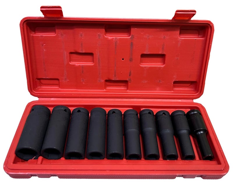 Inditrust Chrome Vanadium Steel Drive Deep Impact Socket Set, 1/2 Inch Drive, 10-Piece Deep Impact Hexagon, 8-24mm - Image 1