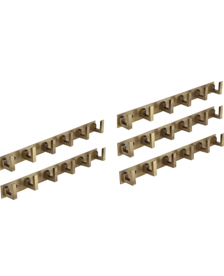 Deeplax FLlT Heavy Duty 6 Pin Bathroom Cloth Hooks, Door Hanger, Wall Hooks Rail for Hanging Clothes and Keys, Bathroom Accessories (Entique Glossy Brass Finish, (Pack of 5) - Image 1