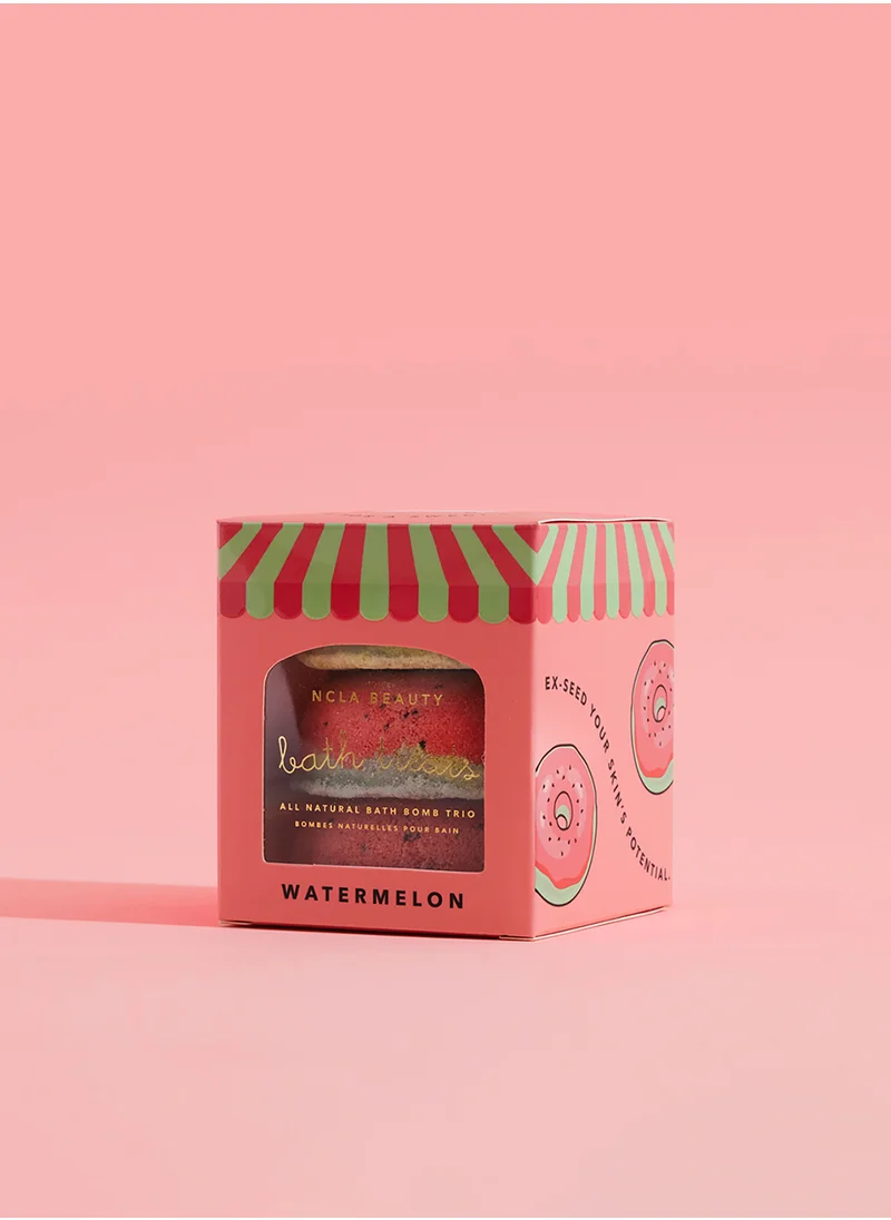 NCLA Watermelon Bath Treats (3 Pc Bath Bomb Set) 3 X 65G, Savings 28%