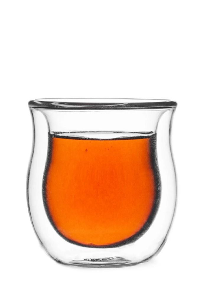 تيلاند كوب زجاجي صغير من البورسليكات بجدار مزدوج للشاي لاتيه كابتشينو إسبرسو (0.12 لتر)