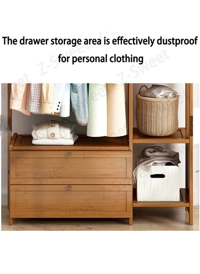 KLNAMAEAAN - Heavy Duty Wooden Indoor Bedroom Clothes Coat Stand with Top Rod and Lower Storage Shelf Coat Rack with 5 layers Racks - Image 1