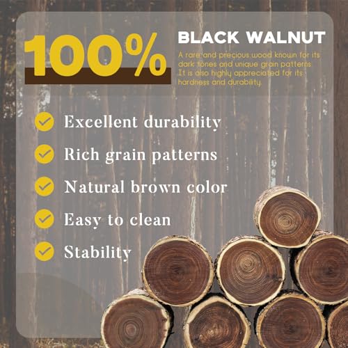 GOH DODD Wood Coasters with Leather Holder, GOH DODD Set of 8 Walnut Wooden Coaster Tabletop Protection for Drinks Coffee Table Home Kitchen Office Living Room Decor Housewarming Gifts Wedding Party, 4 Inch - Image 2