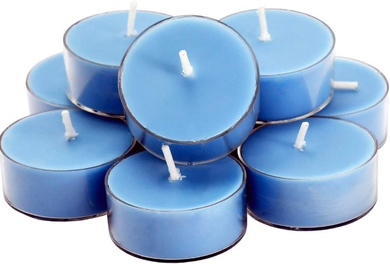 DEYBBY SoyWax Scented Tealight, 12 Pack Natural Fragrance Long Lasting Clear Cup Aromatherapy Candle Set, Smokeless& Long Lasting|for Gfit, Anniversary, Resturant|Ocean Breeze - Image 1