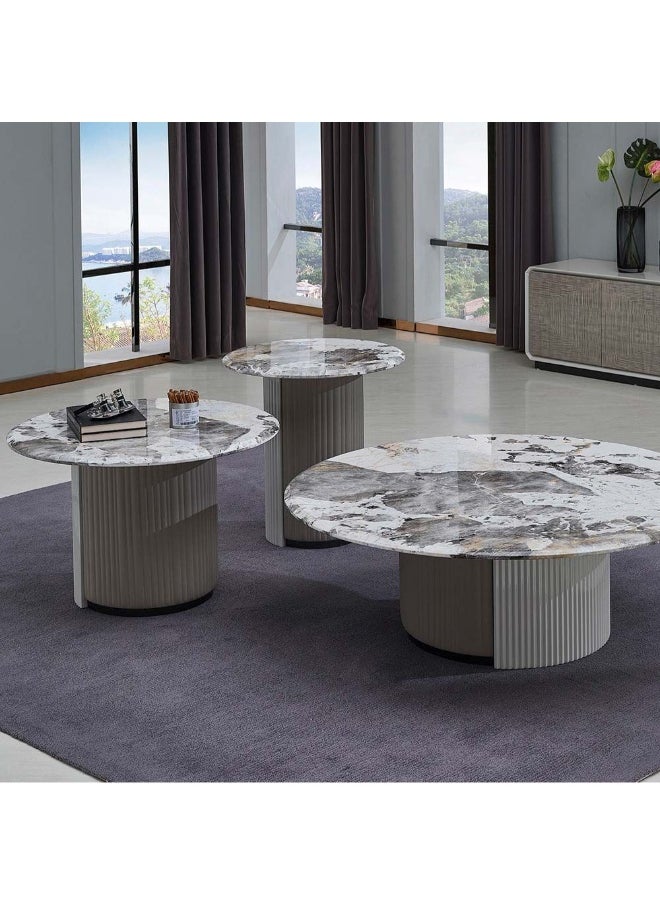 DANUBE HOME Hesdin Round Medium Coffee Table Modern And Stylish Living Room Table Durable And Elegant Coffee Table Sleek Round Design For Home DÃ©cor Space-Saving Accent Table - Light Grey 
